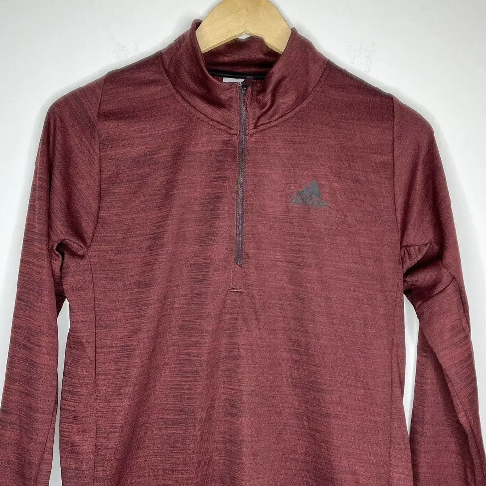 NWT Adidas Men's Climalite 1/4‎ Zip Pullover Red Activewear Jacket Size S $45